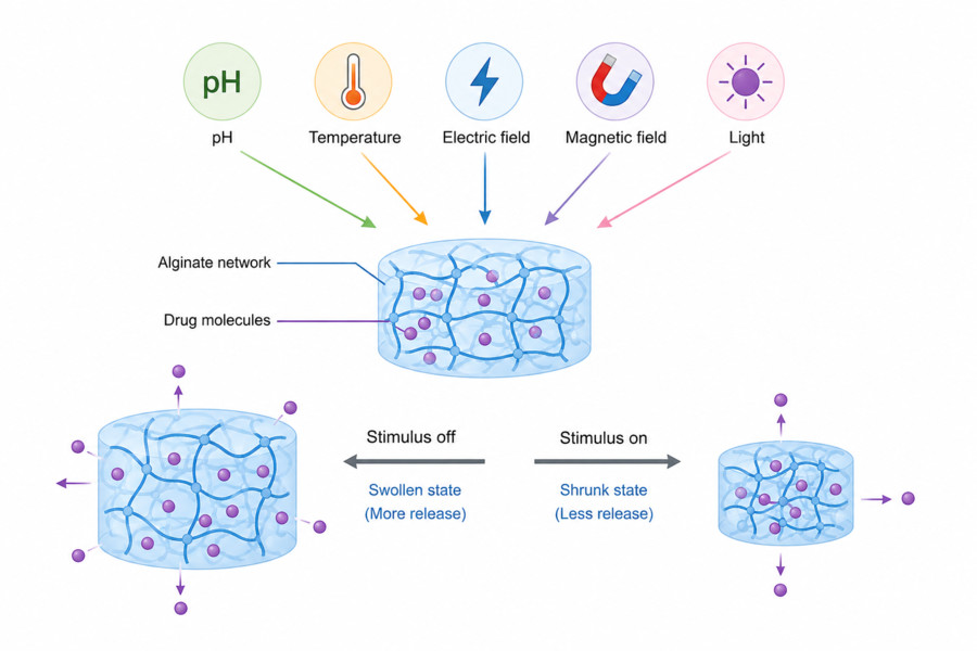 Stimuli-Responsive Alginate Hydrogels for Controlled Release