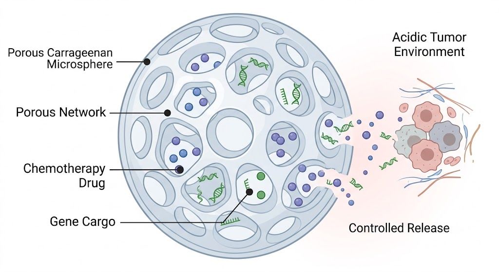 Why Are Porous Carrageenan Microspheres Superior for Co Delivering Genes and Chemo?